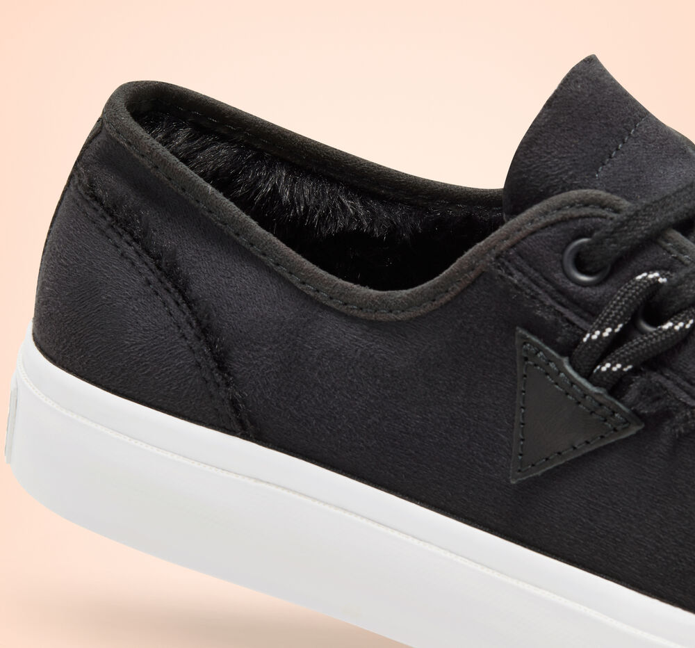 Giày Converse Faux Fur-Lined Leather Jack Purcell 'Black' 166510C - Ảnh 4