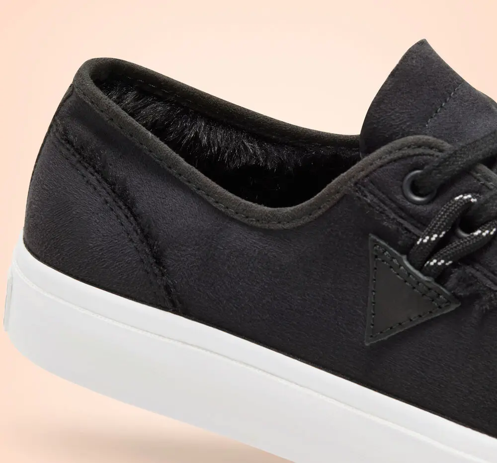 Giày Converse Faux Fur-Lined Leather Jack Purcell 'Black' 166510C - Ảnh 4