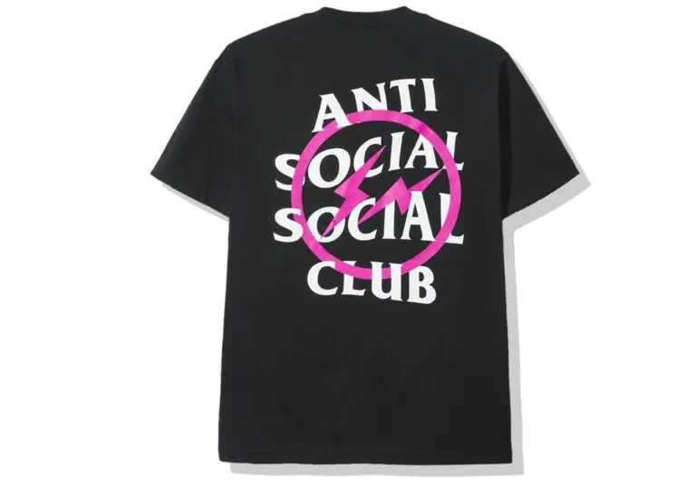 Áo Anti Social Social Club x Fragment Pink Bolt Tee Black ASSC-XFPBTBK - Ảnh 9