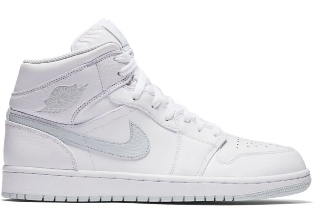 Giày Nike Air Jordan 1 Mid White Pure Platinum Swoosh 554724-108