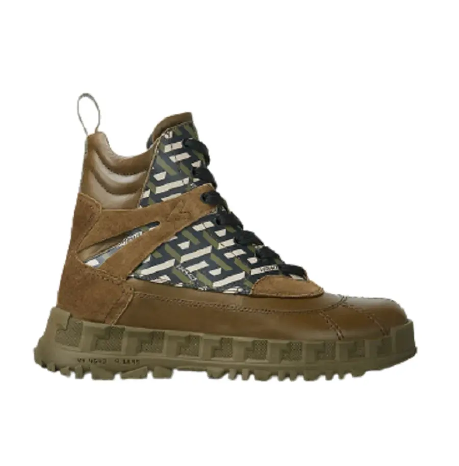 Giày Versace Greca Rhegis La Greca Print Boots Khaki 1001955-1A01745-5B230