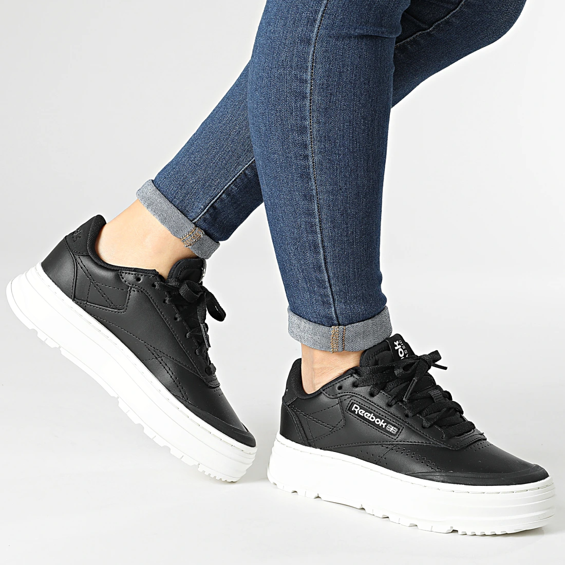 Giày Reebok Club C Double Geo 'Black Chalk' H69142 - Ảnh 4