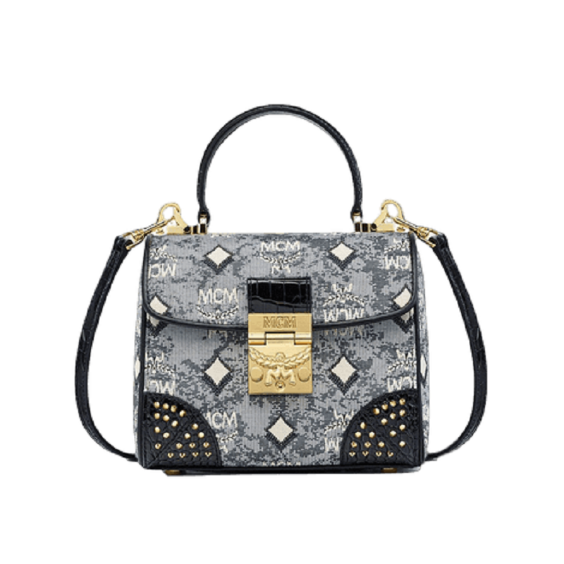 Túi MCM Tracy Satchel in Studded Vintage Monogram Jacquard MWECSTQ01EG001