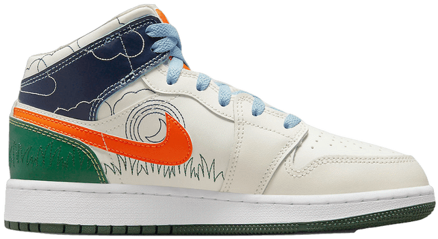 Giày Nike Air Jordan 1 Mid Stitch 'White Green Black' DX2462-100