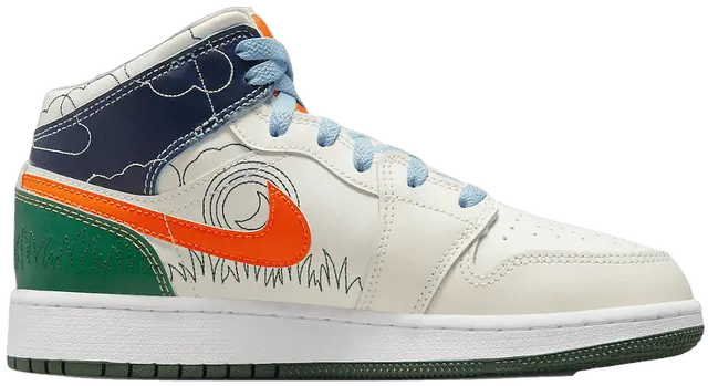 Giày Nike Air Jordan 1 Mid Stitch 'White Green Black' DX2462-100