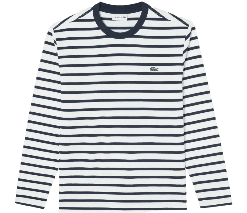 Áo Lacoste Long Sleeve Solid Stripe T-Shirt 'White Blue' TH018E-53G-166
