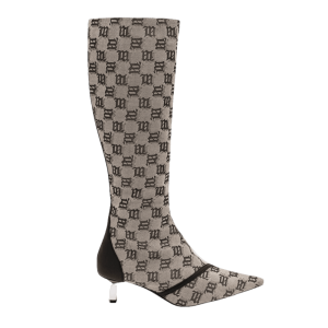 Giày MSIBHV The Sasha Knee High Boot Jacquard Beige 3121BM645