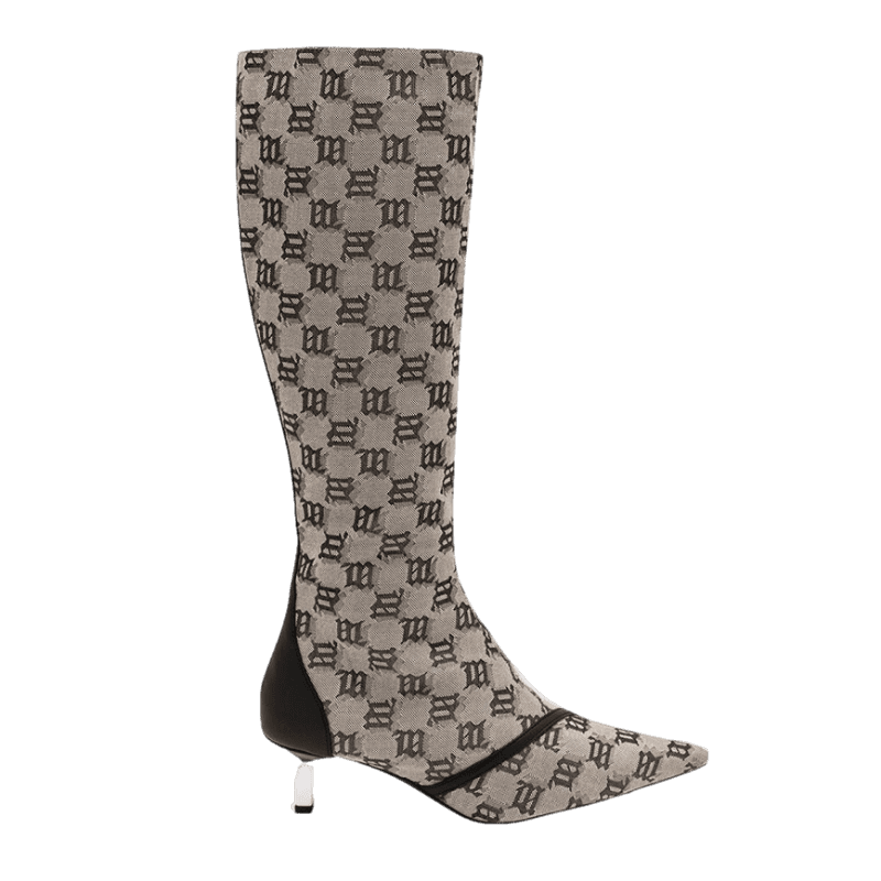 Giày MSIBHV The Sasha Knee High Boot Jacquard Beige 3121BM645