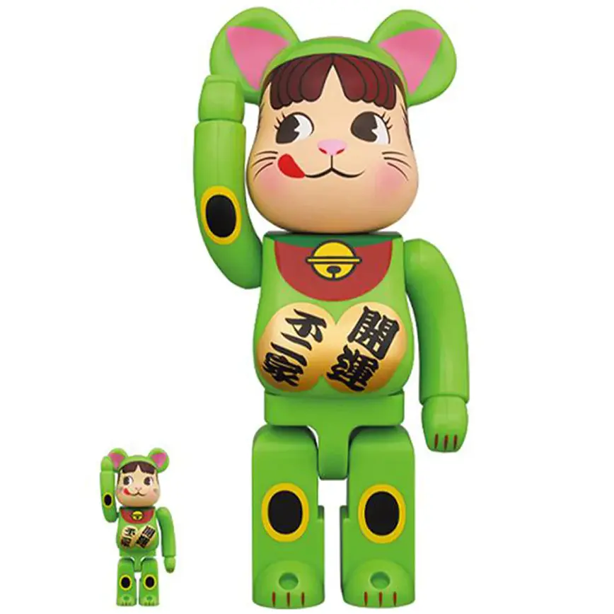 Mô Hình Bearbrick Pekochan Neko - Florescent Green 100% & 400%