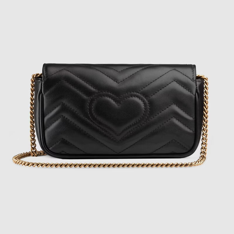 Túi Gucci GG Marmont Matelassé Leather Super Mini Black Chevron Leather 476433-DTDCT-1000 - Ảnh 2