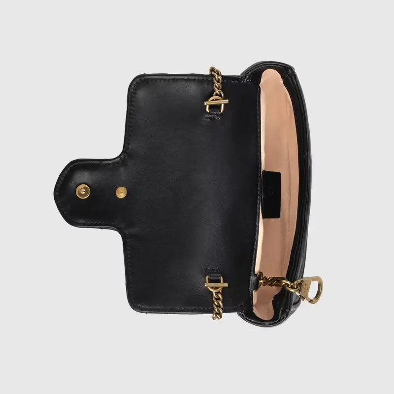 Túi Gucci GG Marmont Matelassé Leather Super Mini Black Chevron Leather 476433-DTDCT-1000 - Ảnh 3