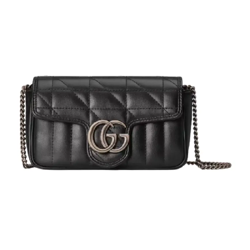Túi Gucci GG Marmont Super Mini Black Leather 476433-DTD5N-1000