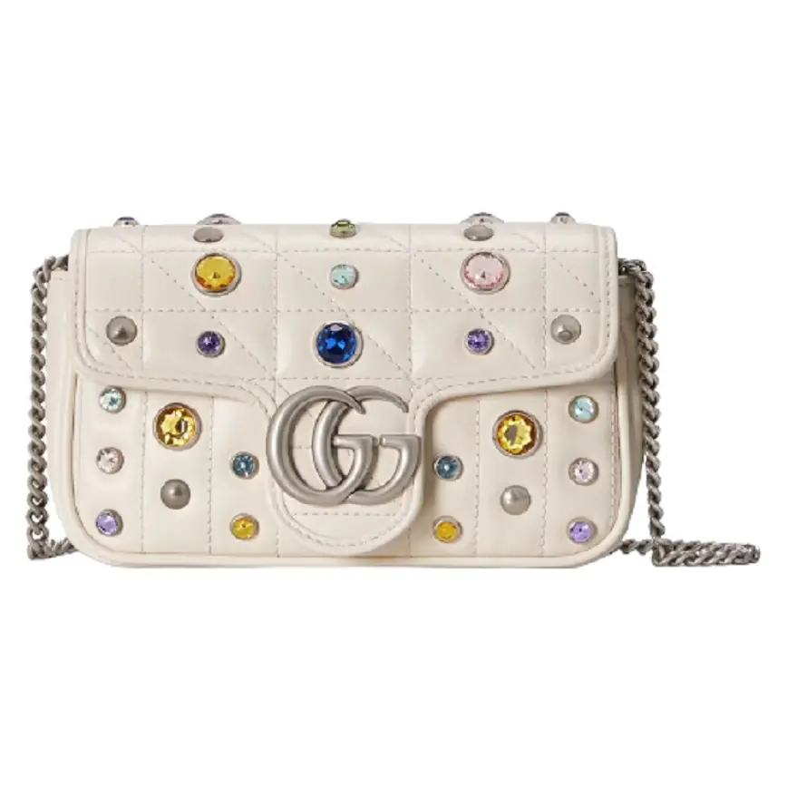 Túi Gucci GG Marmont Super Mini White Leather 476433-DTD8X-9171