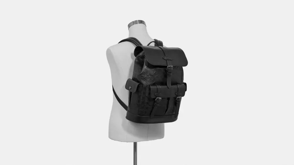 Balo Coach Hudson Backpack Signature Leather 'Black' F50053 - Ảnh 3