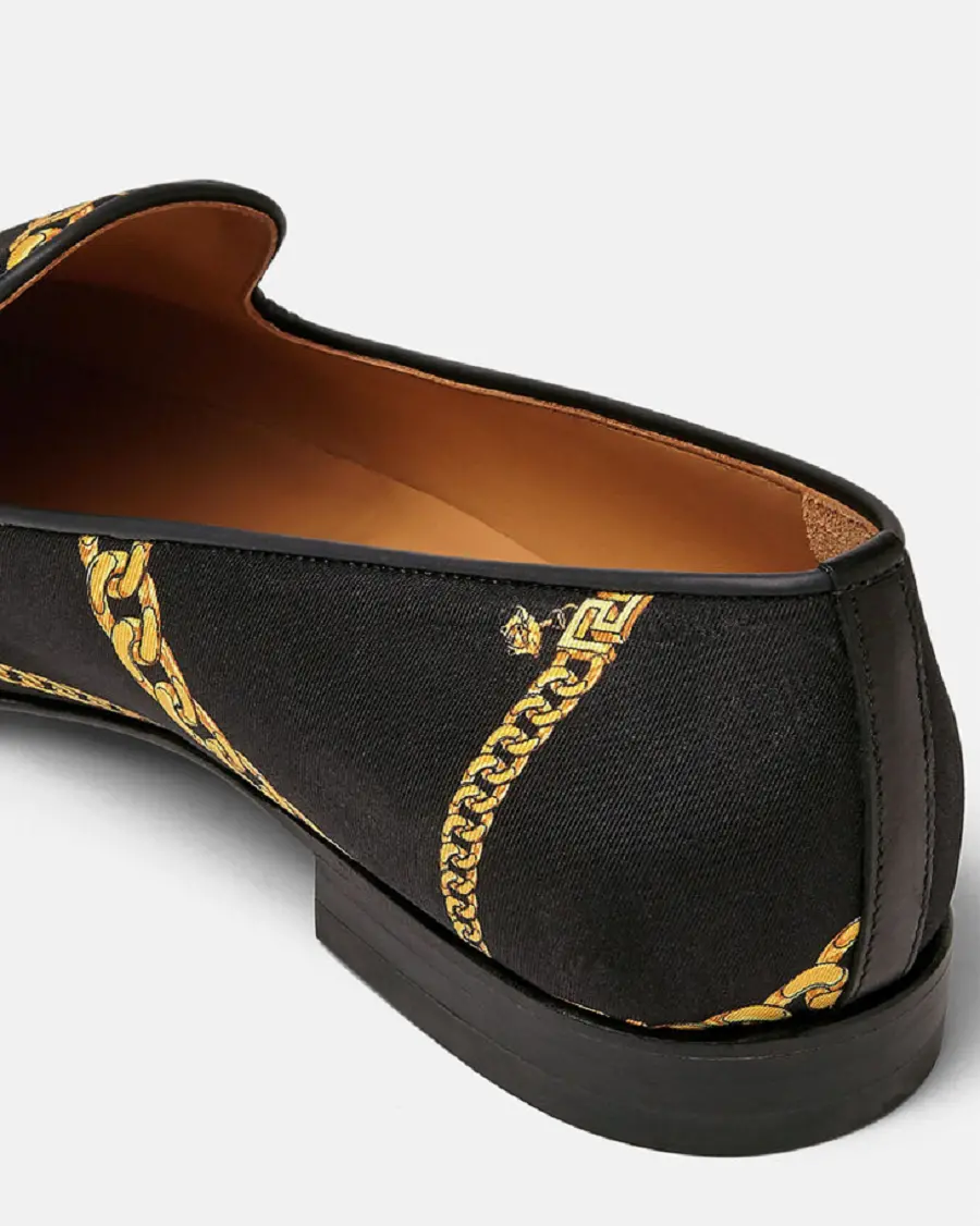 Giày Versace La Greca Chain Print Slippers Print 1003792-1A02683-5B000 - Ảnh 5