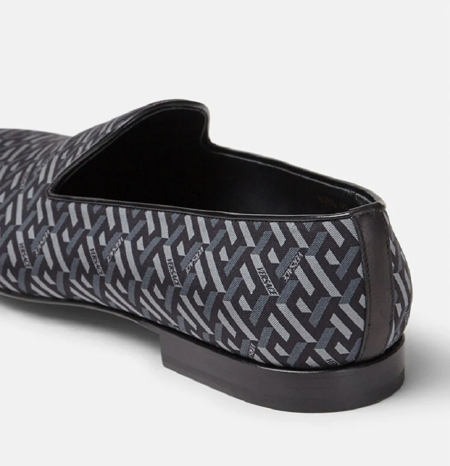 Giày Versace La Greca Jacquard Slippers Black Gray DSU6488-1A01742-5B050 - Ảnh 5