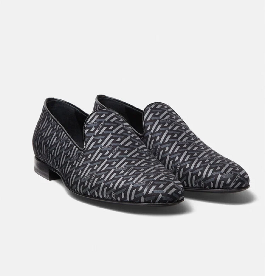 Giày Versace La Greca Jacquard Slippers Black Gray DSU6488-1A01742-5B050 - Ảnh 3