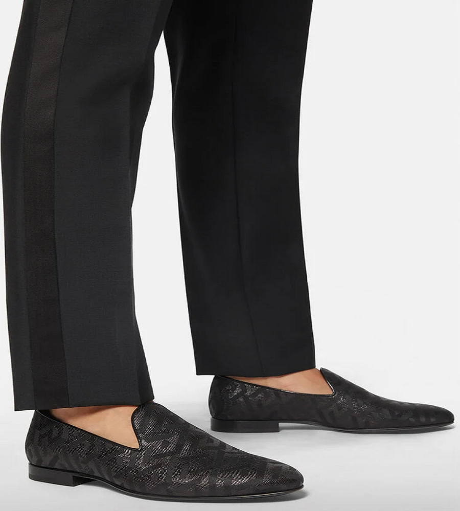 Giày Versace La Greca Metallic Jacquard Slippers Black DSU6488-1A01741-1B000 - Ảnh 2