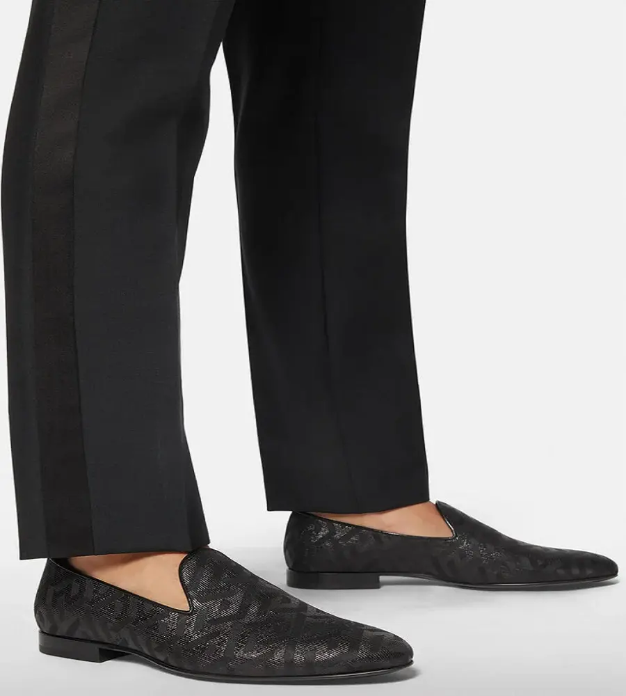 Alternative view of Giày Versace La Greca Metallic Jacquard Slippers Black DSU6488-1A01741-1B000