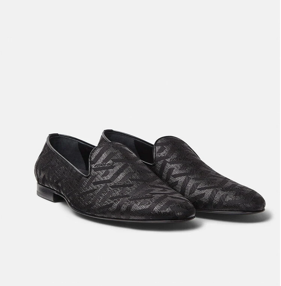 Giày Versace La Greca Metallic Jacquard Slippers Black DSU6488-1A01741-1B000 - Ảnh 3