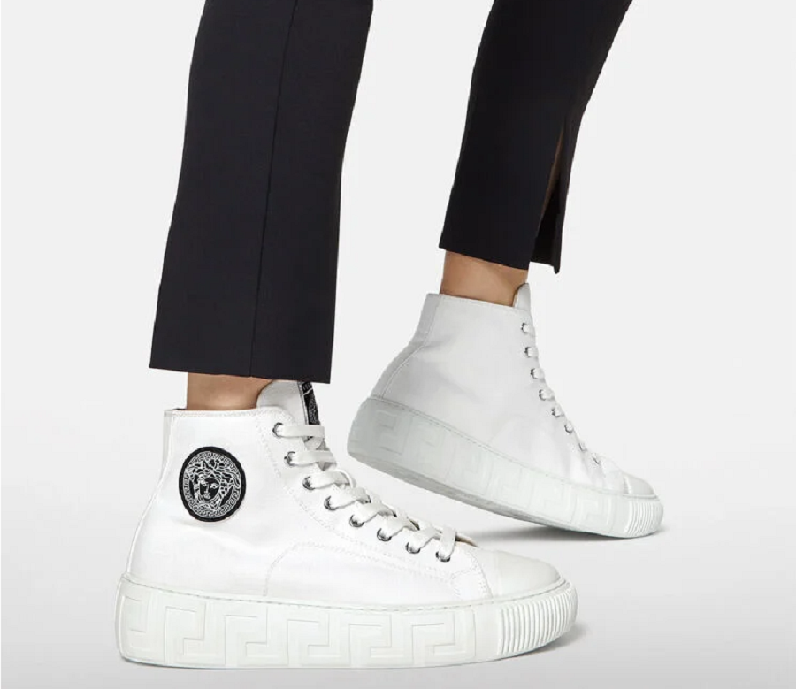 Giày Versace Greca High Topp Trainers White DST643D-DTE3G-D01P - Ảnh 2