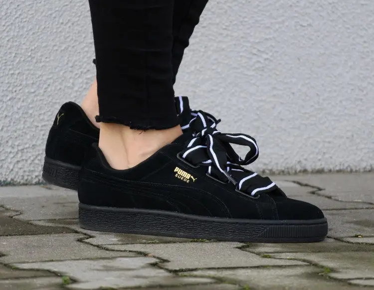 Giày Puma Basket Suede Heart Satin 'Black' 364084-01 - Ảnh 5