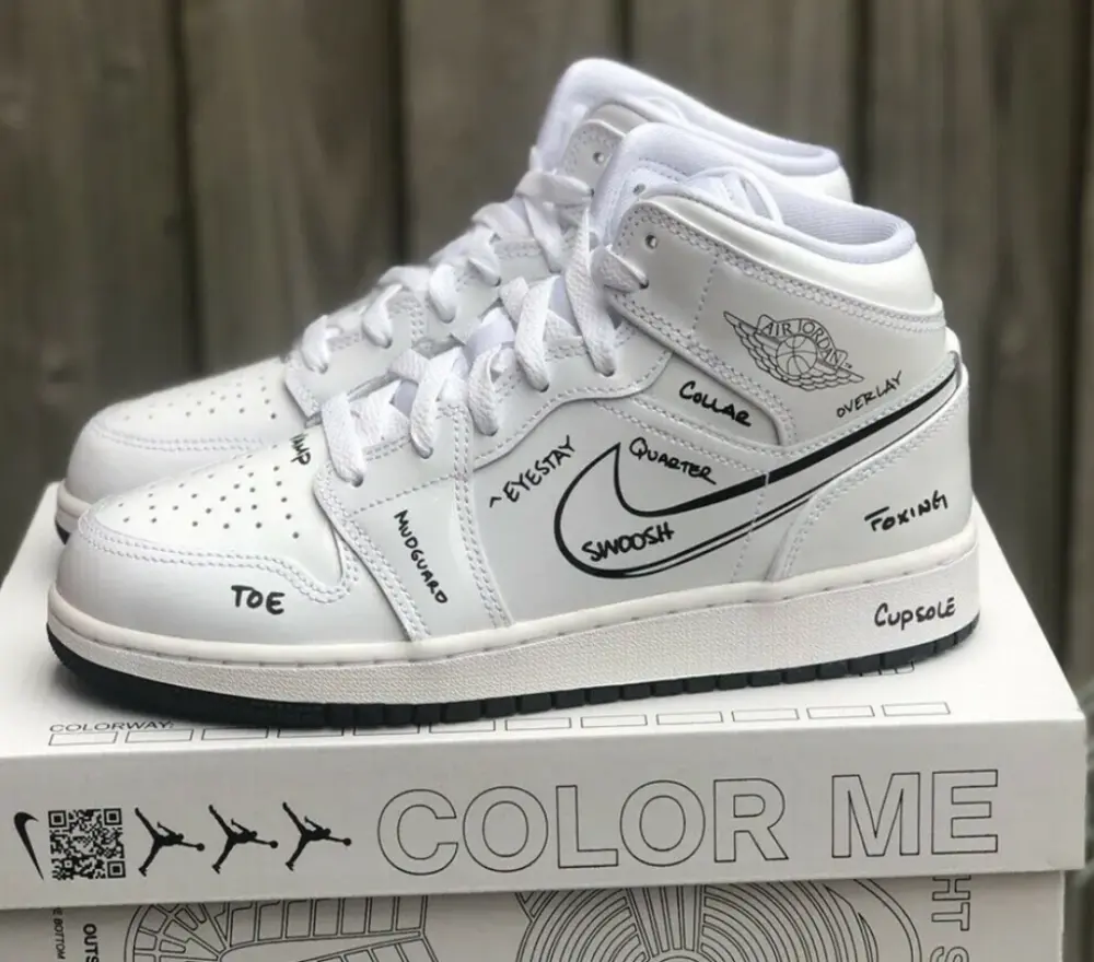Alternative view of Giày Nike Air Jordan 1 Mid GS ‘Schematic’ DQ1864-100