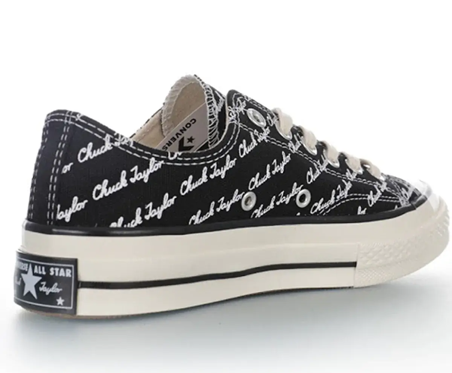 Giày Converse Chuck 70 Low 'Scripted Signature Print Black Egret' 167698C - Ảnh 4