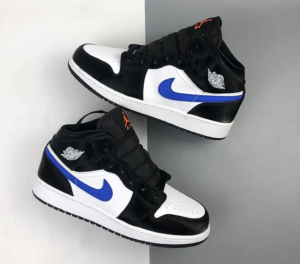 Alternative view of Giày Nike Air Jordan 1 Mid Black Racer Blue White (GS) 554725-084