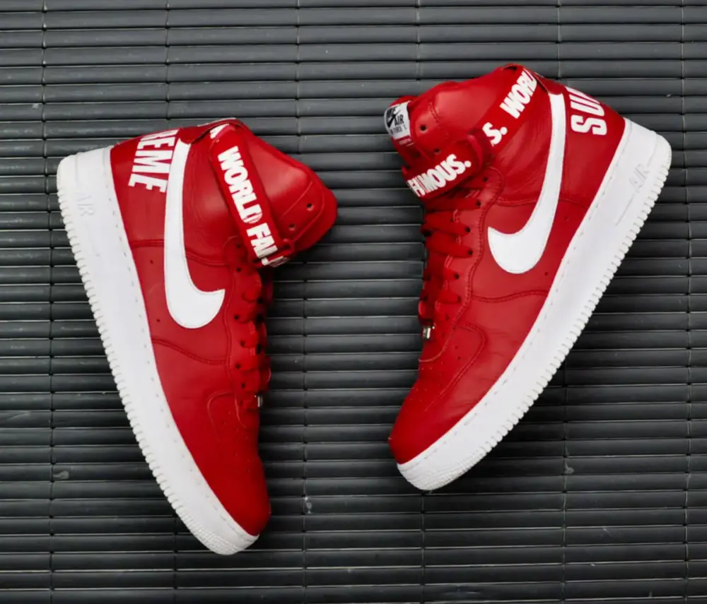 Alternative view of Giày Nike x Supreme Air Force 1 High 'World Famous Red' 698696-610