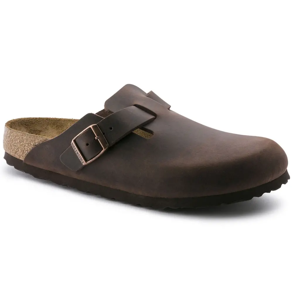 Dép Birkenstock Boston Oiled Leather 'Habana Narrow' 860133 - Ảnh 6