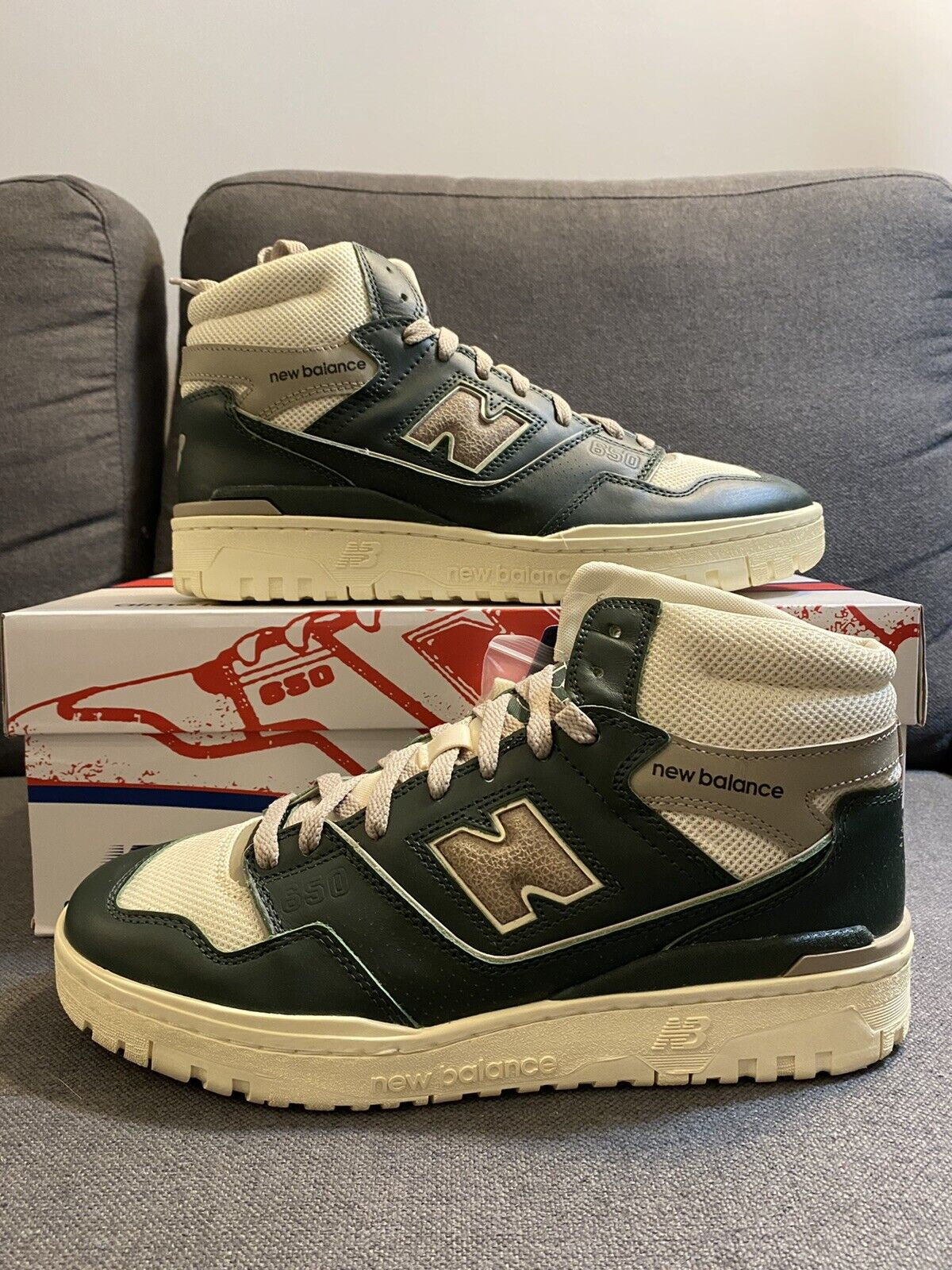 Giày New Balance Aimé Leon Dore x 650R 'Green Grey' BB650RM1 - Ảnh 4