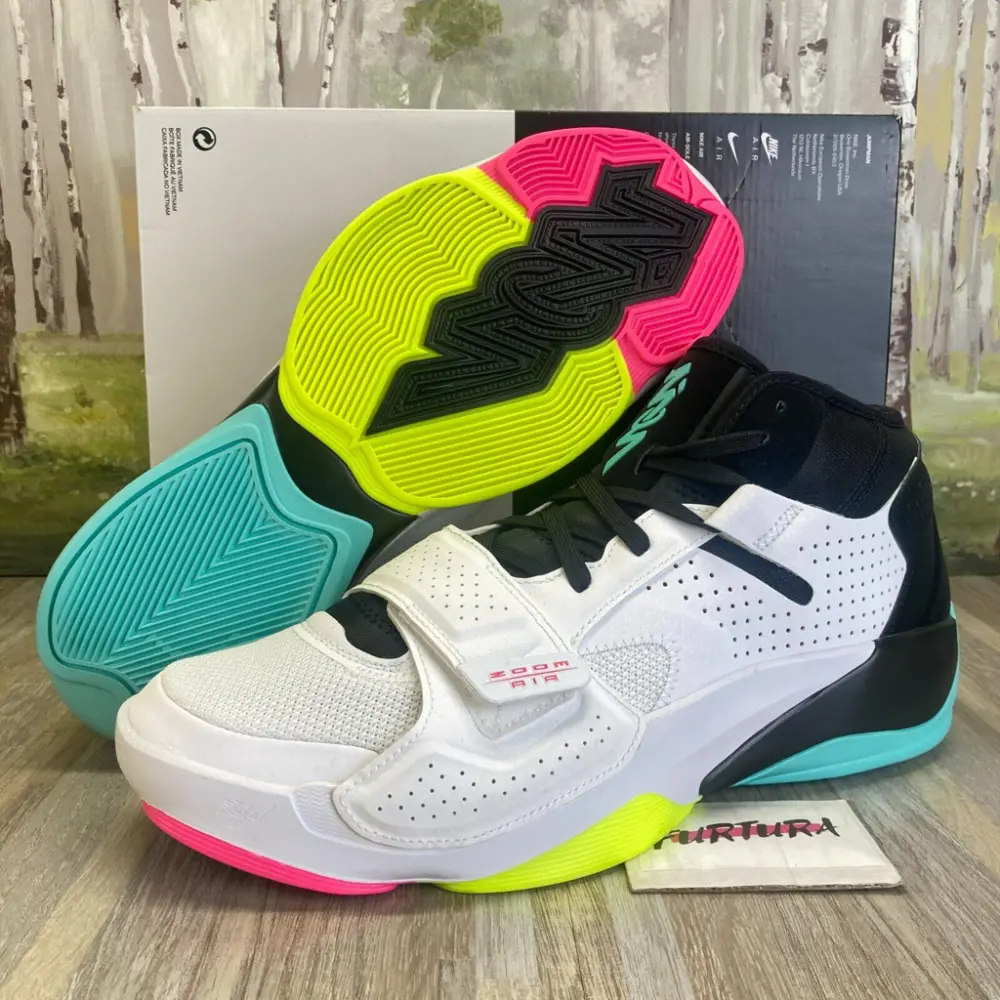 Alternative view of Giày Nike Jordan Zion 2 'White Volt Dynamic Turquoise' DO9161-107