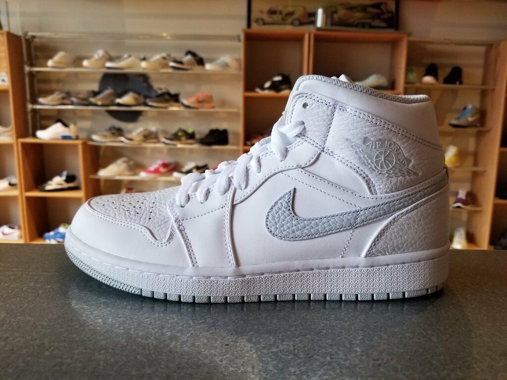 Giày Nike Air Jordan 1 Mid White Pure Platinum Swoosh 554724-108 - Ảnh 4
