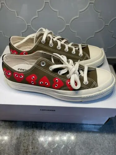 Giày Converse x Play Comme des Garcons Chuck 70 Ox Multi Heart Green 162976C - Ảnh 3