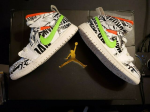 Alternative view of Giày Nike Air Jordan 1 Mid GS 'All Over Logos' 554725-143