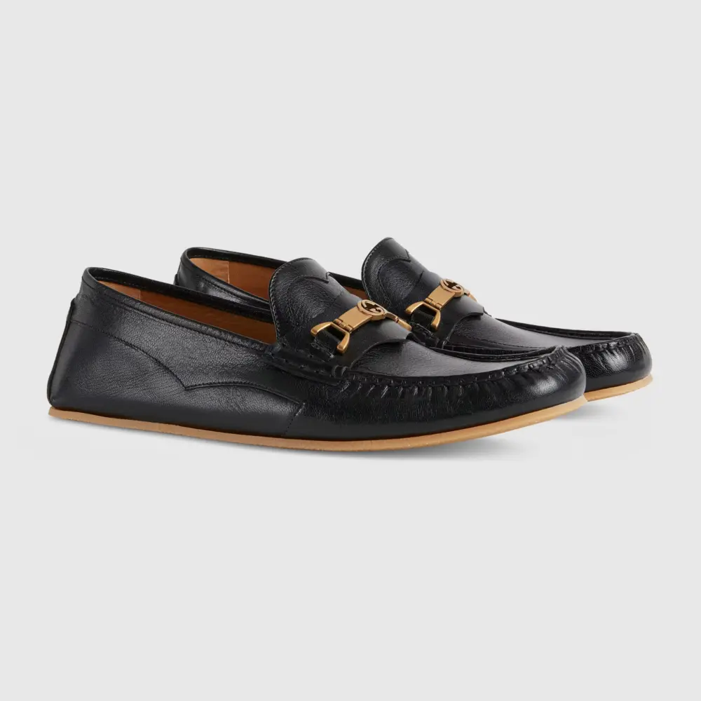 Giày Gucci Men's loafer with Interlocking G Horsebit 'Black Leather' 655519-1XO00-1000 - Ảnh 4