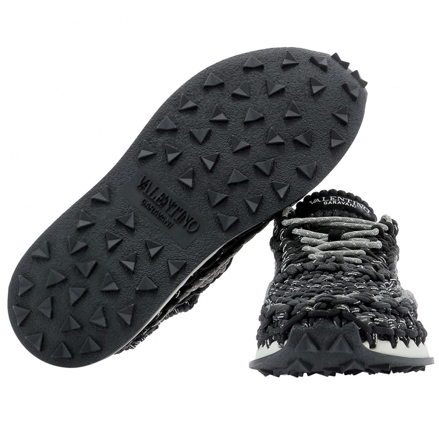 Giày Valentino Crochet Sneakers 'Black' VY0S0E41ZXB388 - Ảnh 3