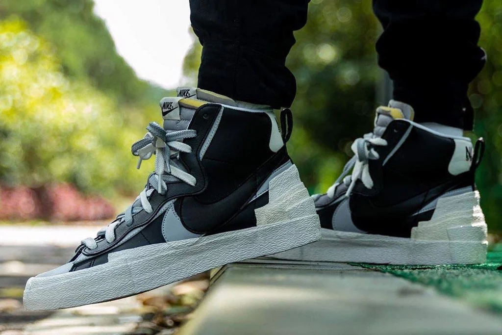 Giày Nike Blazer Mid sacai Black Grey BV0072-002 - Ảnh 3