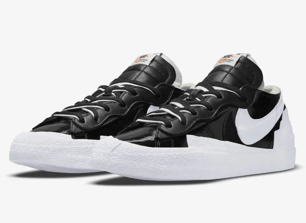 Giày Nike Blazer Low 'Sacai Black Leather' DM6443-001 - Ảnh 4