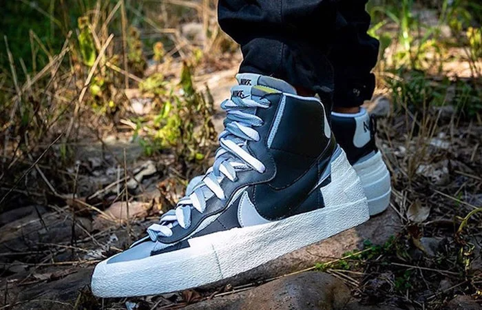 Giày Nike Blazer Mid sacai Black Grey BV0072-002 - Ảnh 2