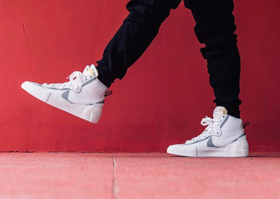 Giày Nike Blazer Mid sacai White Grey BV0072-100 - Ảnh 4