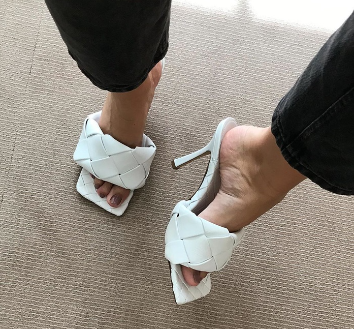 Giày Cao Gót Bottega Veneta Lido Mule 'Optic White' 608854VBSS09122 - Ảnh 4