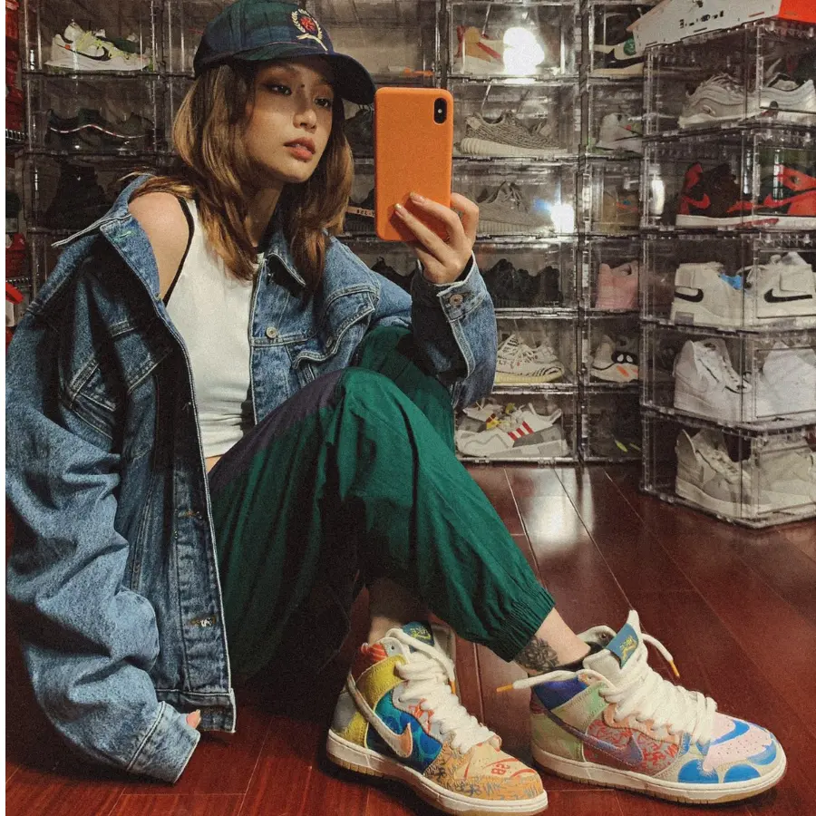 Giày Nike Thomas Campbell x SB Dunk High 'What The' 918321-381 - Ảnh 4