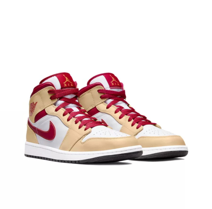 Giày Nike Air Jordan 1 Mid 'Beige White Red' 554724-201 - Ảnh 2