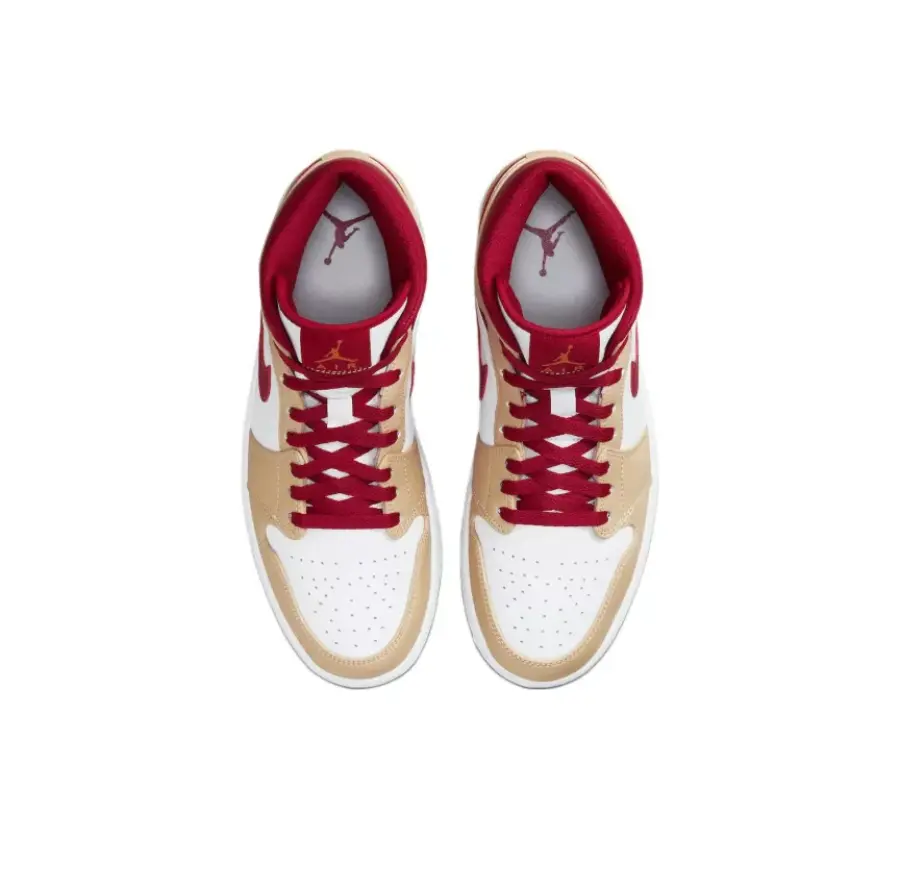 Giày Nike Air Jordan 1 Mid 'Beige White Red' 554724-201 - Ảnh 3