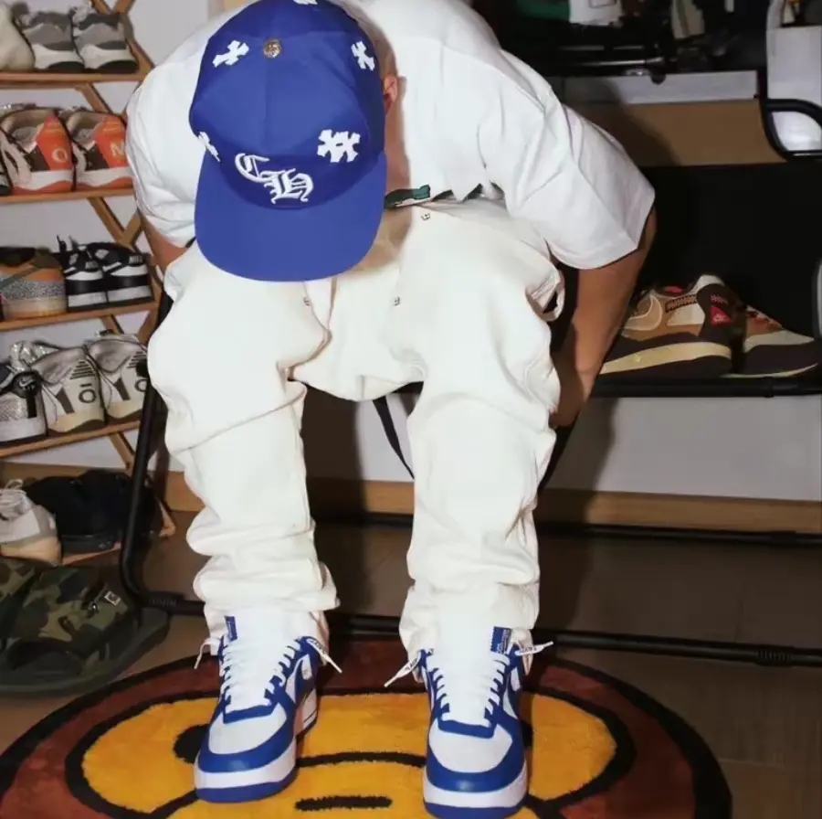 Giày Nike Air Force 1 Low x Louis Vuitton Virgil Abloh 'White Blue' 1A9VAO - Ảnh 4