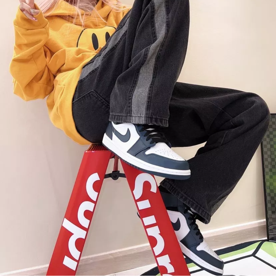 Giày Nike Air Jordan 1 Mid GS 'Armory Navy' 554725-411 - Ảnh 3