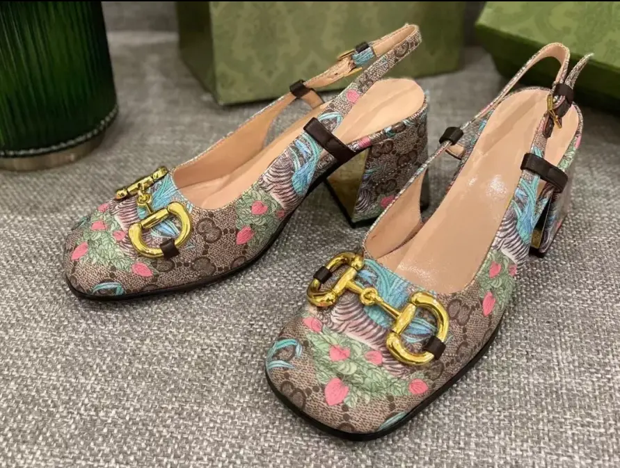 Alternative view of Giày Gucci Tiger Women's Mid-heel Slingback ‎687580-UUA10-8471