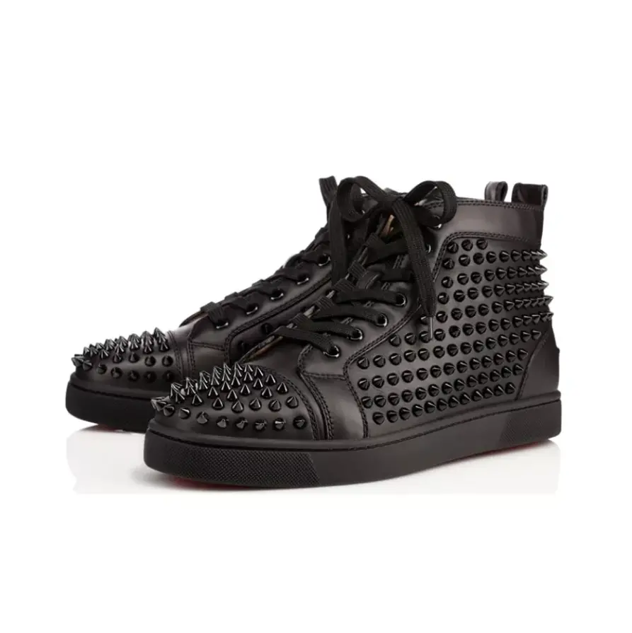 Giày Christian Louboutin Louis Flat Calf Spikes 'Black' 1101083B049 - Ảnh 2
